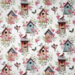 Unfolded Wooden Birdhouses Napkins 20 Pack featuring blue tits and floral garden details, ideal for decoupage projects and party table decor.