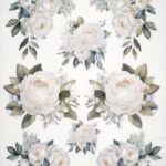 AB Studio Rice Paper for Decoupage No. 5375 featuring white roses and floral clusters.