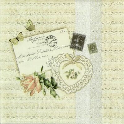 Paper Napkin - Heart Lace Nature