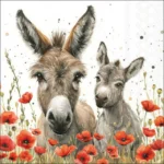 Lilly and Lou Donkeys Decoupage Napkin