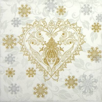Lunch Napkins (20) - Gold & Silver Ornate Snowflakes