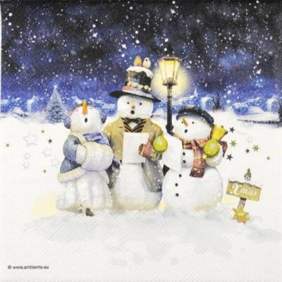 Singing Snowmen Decoupage Napkin by Ambiente – Single 33×33cm