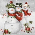 Smiling Snowmen decoupage napkin winter snowmen motif