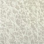 Grey lace floral pattern with delicate vines and blossoms on soft textured background.