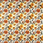 Open view of the Orange Floral Pattern paper napkin showing the repeated floral motif.