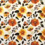 Quarter view of the Orange Floral Pattern paper napkin showing warm watercolour flowers.