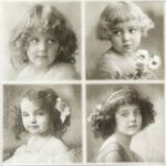 Vintage Children Portraits Sagen napkin quarter layout with sepia‑tone child portraits