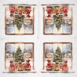 Waiting for Santa Ti‑flair napkin full open layout with repeated winter window scene