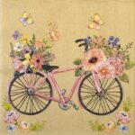 Single Decoupage Napkin - Bicycle Full of Flowers on Kraft